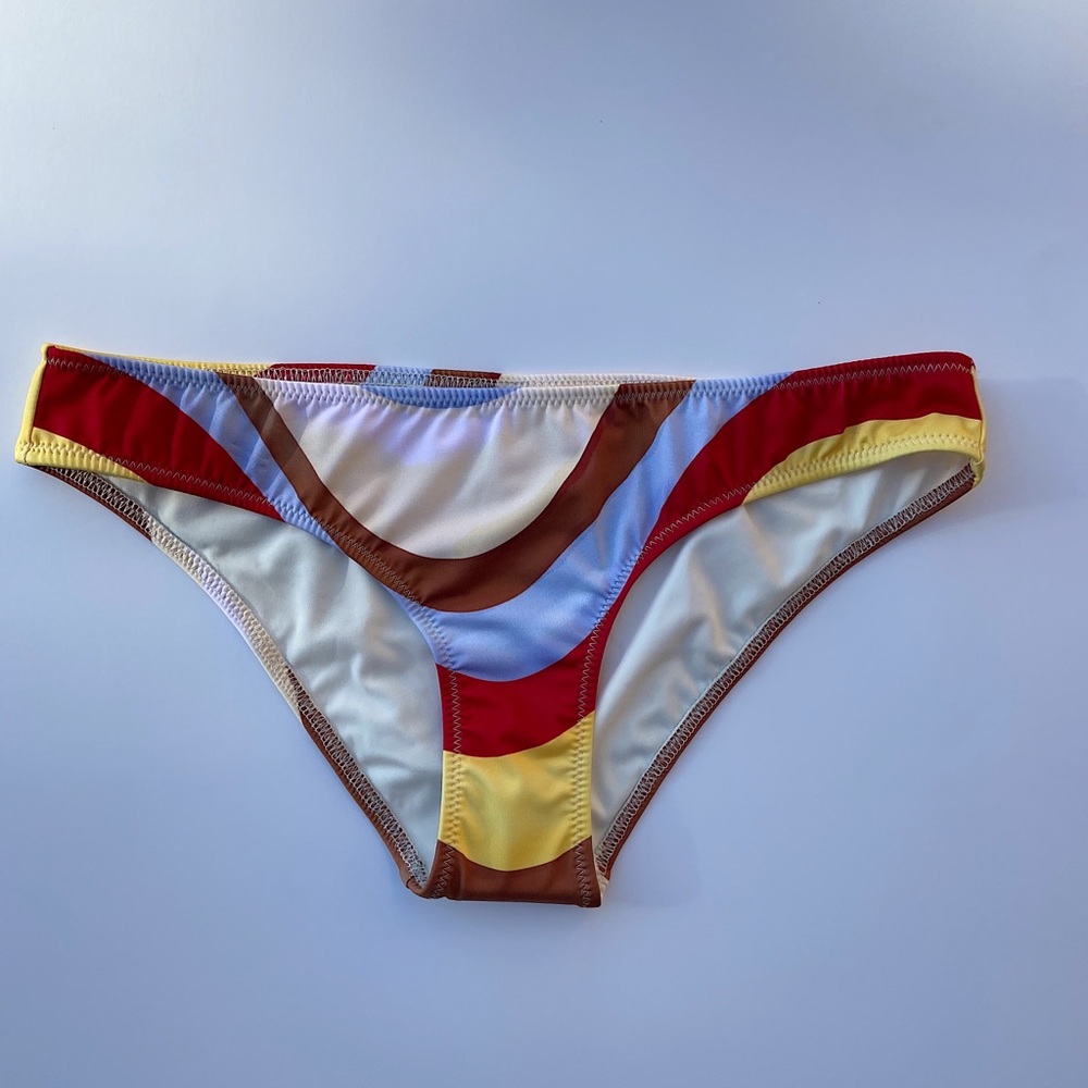 SOLID & STRIPED Multicolor Wave Bikini Bottoms - Red, Yellow, Blue, Brown, Cream